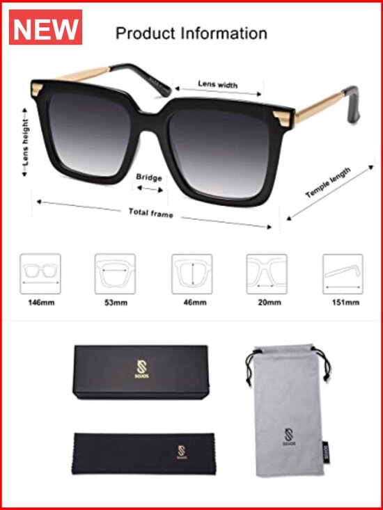 Retro Oversized Square Sunglasses UV400 Protection main image 2